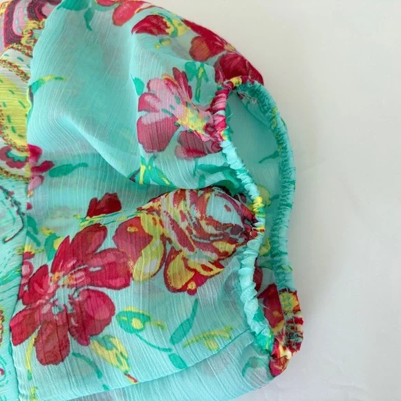 Figueroa & Flower Multicolor Paisley Sheer 3/4 Sleeve Blouse - Picture 6 of 14